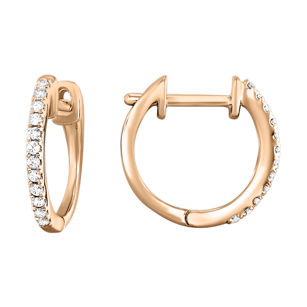10K RG 1/10 ct. tw. Diamond Hoop Earring
