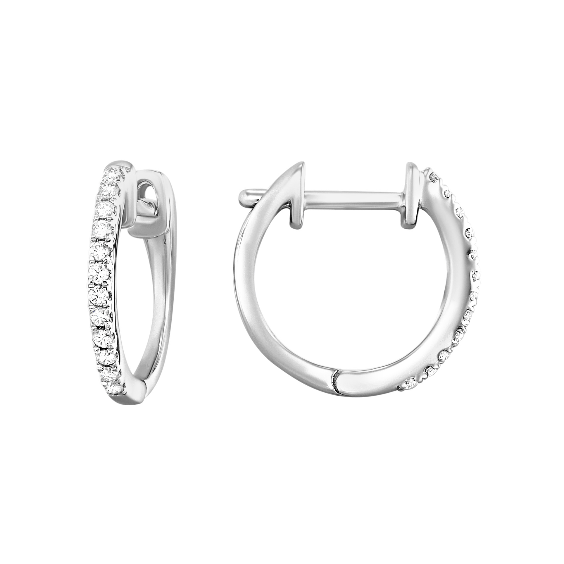 10K WG 1/10 ct. tw. Diamond Hoop Earring