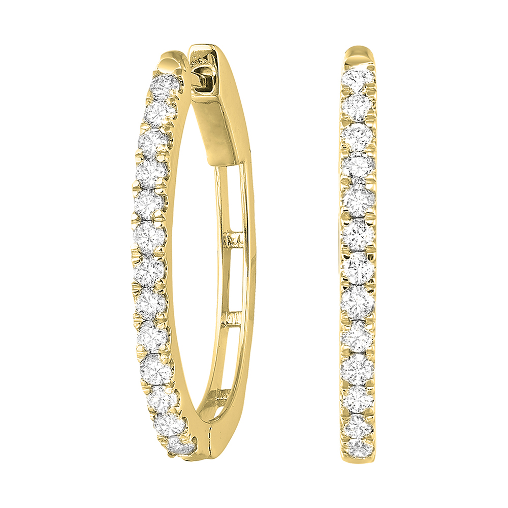 14K YG 1/4 ct. tw. Diamond Oval Shape Hoop Earring