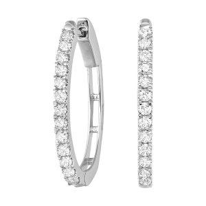 14K WG 1/2 ct. tw. Diamond Oval Shape Hoop Earring
