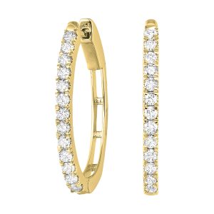 14K YG 1/2 ct. tw. Diamond Oval Shape Hoop Earring