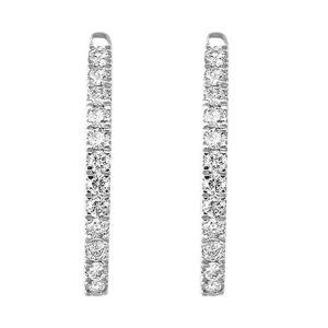 14K WG 1 ct. tw. Diamond Hoop Earring