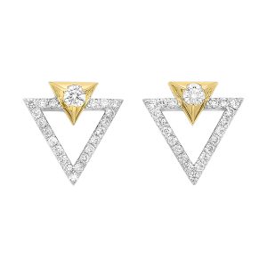 14K WYG 1/2 ct. tw. Diamond Mixed Metal Stud Earring