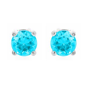 Silver 1/2 ct. tw. Aquamarine Four Prong Solitaire Stud Earring
