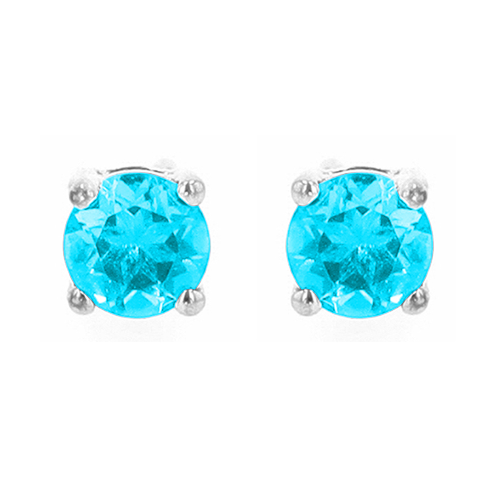 Silver 1/2 ct. tw. Aquamarine Four Prong Solitaire Stud Earring