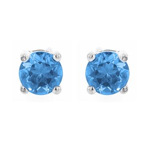 Silver 5/8 ct. tw. Blue Topaz Four Prong Solitaire Stud Earring