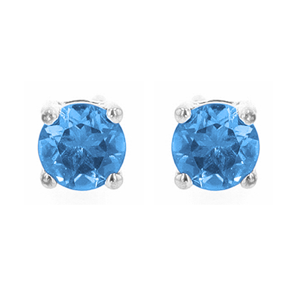 Silver 5/8 ct. tw. Blue Topaz Four Prong Solitaire Stud Earring