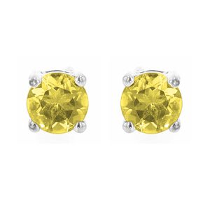 Silver 1/2 ct. tw. Citrine Four Prong Solitaire Stud Earring
