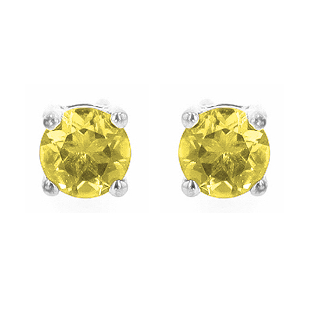 Silver 1/2 ct. tw. Citrine Four Prong Solitaire Stud Earring