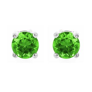 Silver 5/8 ct. tw. Created Emerald Four Prong Solitaire Stud Earring