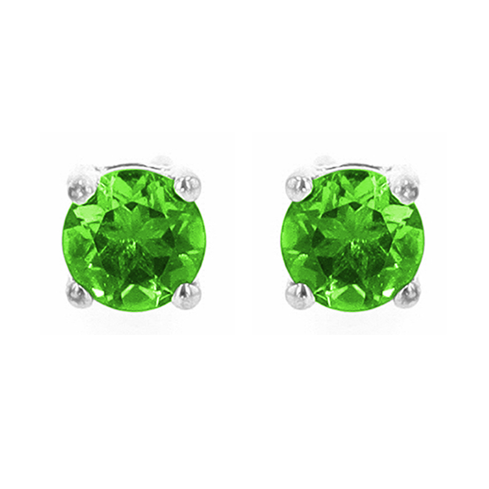 Silver 5/8 ct. tw. Created Emerald Four Prong Solitaire Stud Earring