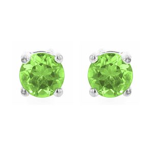 Silver 5/8 ct. tw. Peridot Four Prong Solitaire Stud Earring
