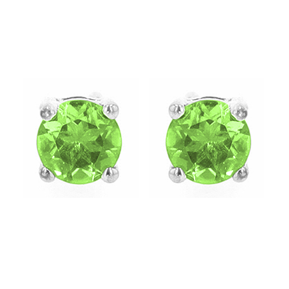 Silver 5/8 ct. tw. Peridot Four Prong Solitaire Stud Earring