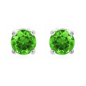 Silver 5/8 ct. tw. Emerald Four Prong Solitaire Stud Earring