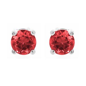 Silver 5/8 Ct. tw. Garnet Four Prong Solitaire Stud Earring