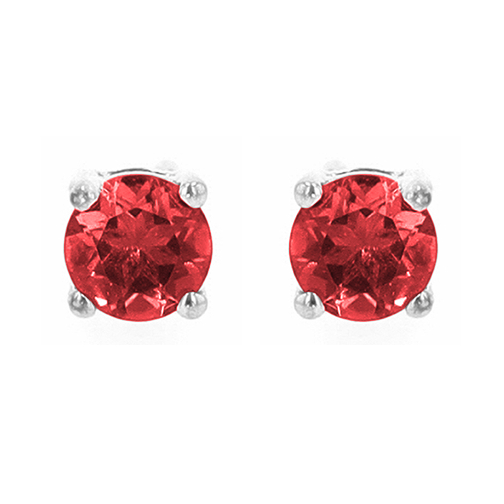 Silver 5/8 Ct. tw. Garnet Four Prong Solitaire Stud Earring