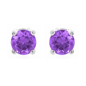 Silver 3/8 ct. tw. Amethyst Four Prong Solitaire Stud Earring