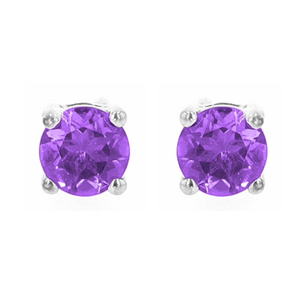 Silver 3/8 ct. tw. Amethyst Four Prong Solitaire Stud Earring