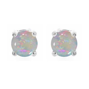Silver 3/8 ct. tw. Opal Four Prong Solitaire Stud Earring