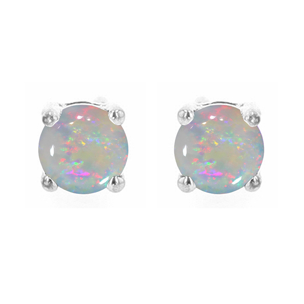 Silver 3/8 ct. tw. Opal Four Prong Solitaire Stud Earring