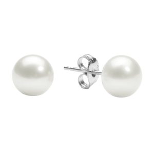 Silver 5/8 ct. tw. Pearl Four Prong Solitaire Stud Earring