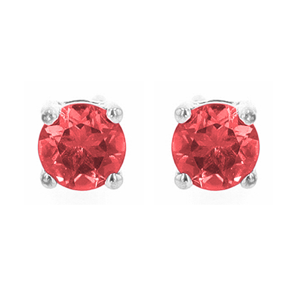 Silver 5/8 ct. tw. Ruby Four Prong Solitaire Stud Earring