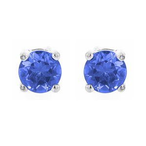 Silver 5/8 ct. tw. Sapphire Four Prong Solitaire Stud Earring