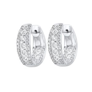 14K WG 1 ct. tw. Diamond Inside Out Bezel Hoop Earring
