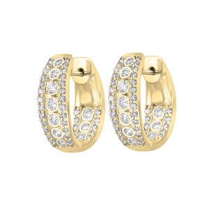 14K YG 1 ct. tw. Diamond Inside Out Bezel Hoop Earring
