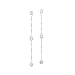 14K WG 1/4 ct. tw. Diamond Station Linear Chain Earring
