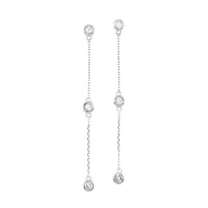 14K WG 1/2 ct. tw. Diamond Station Linear Chain Earring