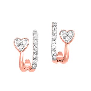 10K RG 1/4 ct. tw. Diamond Heart J Hoop Earring
