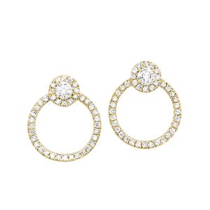 14K YG 3/8 ct. tw. Diamond Circle Halo Earring