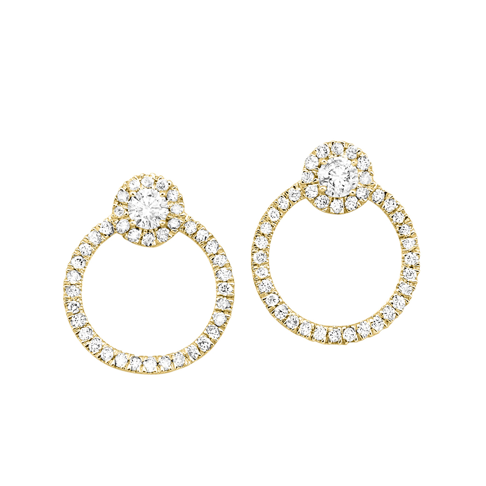 14K YG 3/8 ct. tw. Diamond Circle Halo Earring