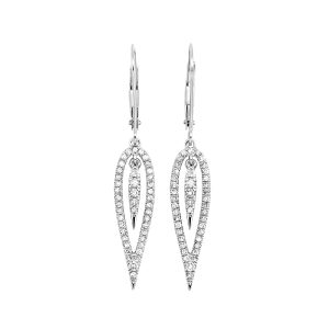 14K WG 1/2 ct. tw. Diamond Linear Lever Back Earring