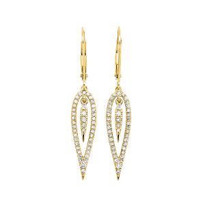 14K YG 1/2 ct. tw. Diamond Linear Lever Back Earring