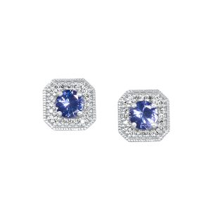 10K WG 1/10 ct. tw. Diamond Halo & 3/8 ct. tw. Syn Alexandrite Stud Earring