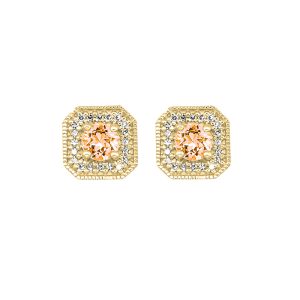 10K YG 1/10 ct. tw. Diamond Halo & 5/8 ct. tw. Citrine Stud Earring