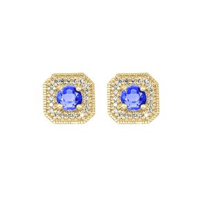 10K YG 1/10 ct. tw. Diamond Halo & 3/4 ct. tw. Created Sapphire Halo Earring