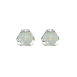 Silver 3/4 ct. tw. Opal Stud Earring