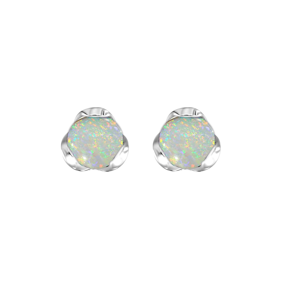 Silver 3/4 ct. tw. Opal Stud Earring