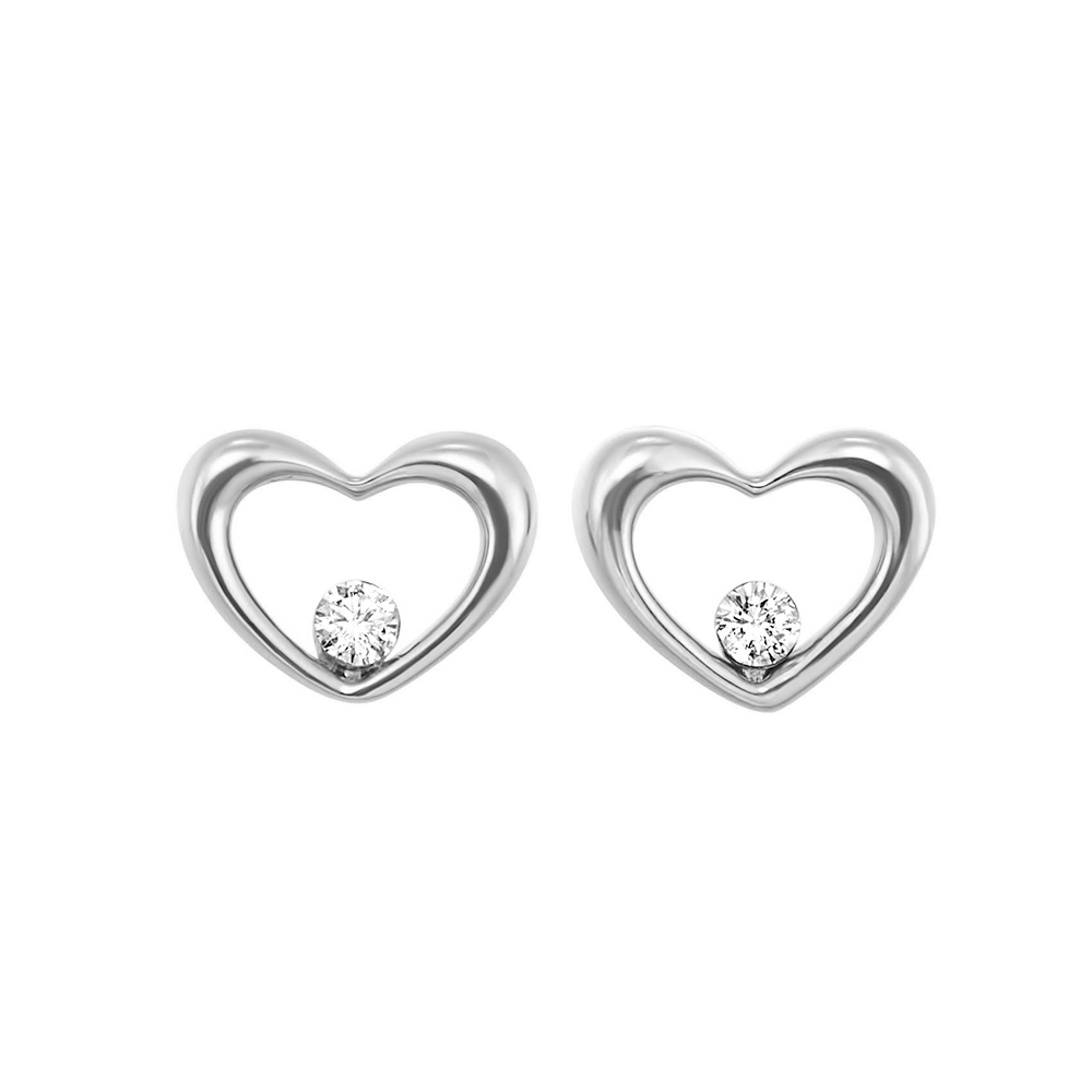 10K WG 1/15 ct. tw. Diamond Heart Stud Earring