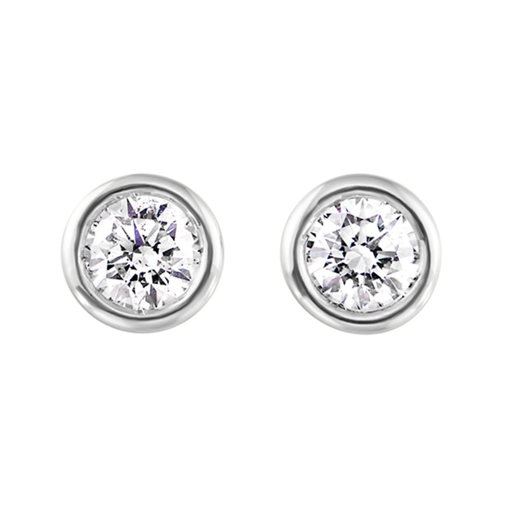 14K WG 1/4 ct. tw. Diamond Bezel Set Stud Earring