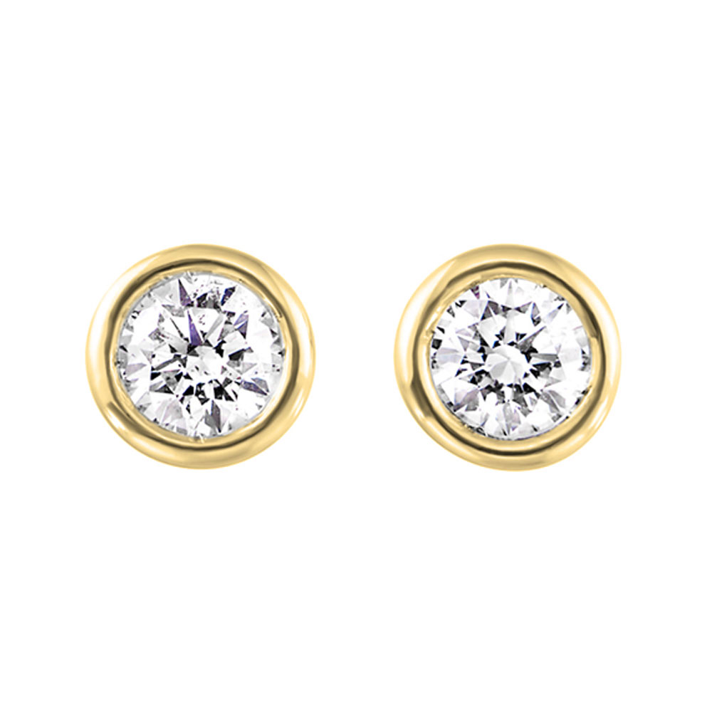 14K YG 1/2 ct. tw. Diamond Bezel Set Stud Earring