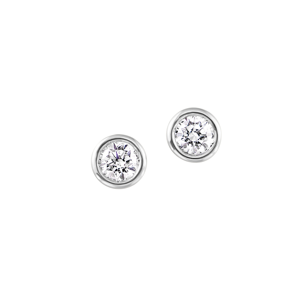 14K WG 3/4 ct. tw. Diamond Bezel Set Stud Earring
