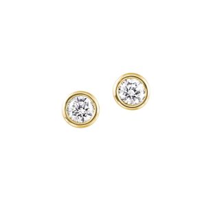 14K YG 3/4 ct. tw. Diamond Bezel Set Stud Earring