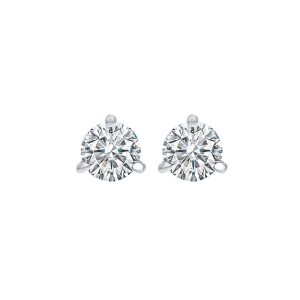 18K WG 1/2 ct. tw. Diamond Three Prong Solitaire Stud Earring