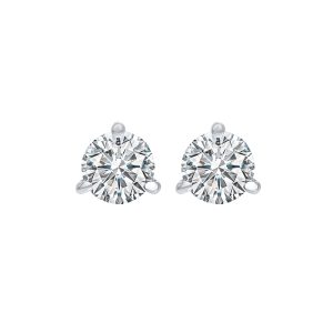 18K WG 3/4 ct. tw. Diamond Three Prong Solitaire Stud Earring