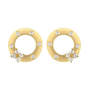 14K YG 1/4 ct. tw. Diamond Circle Clover Stud Earring