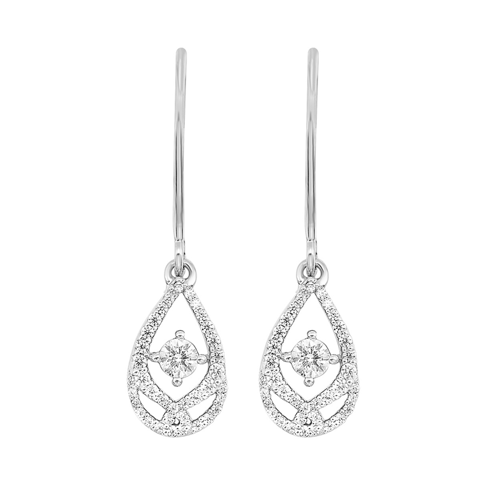 14K WG 1/4 ct. tw. Diamond Drop Dangle Earring